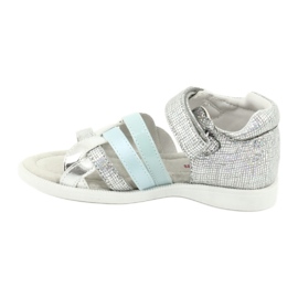 American Club Sandálias femininas com inserção de couro GC26 do calcanhar prata 1