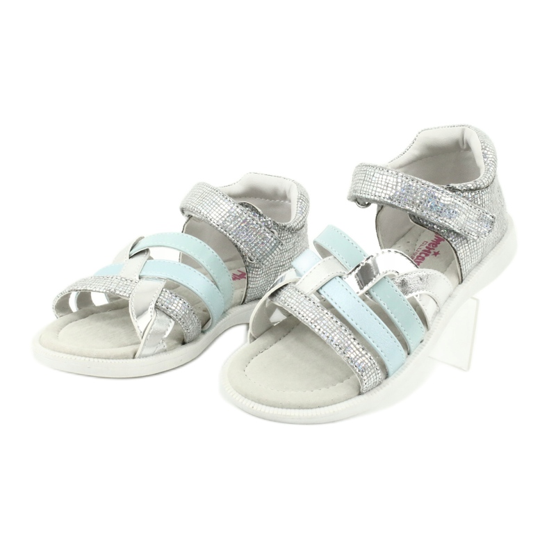 American Club Sandálias femininas com inserção de couro GC26 do calcanhar prata 2