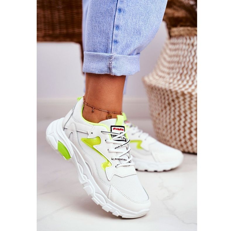 Sapatilhas desportivas femininas brancas Lu Boo Sapatilhas amarelas deslumbram-me branco amarelo 1