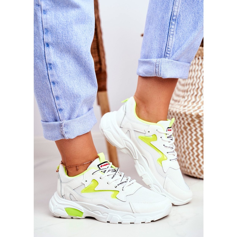 Sapatilhas desportivas femininas brancas Lu Boo Sapatilhas amarelas deslumbram-me branco amarelo 2