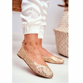 Lu Boo feminino bailarinas ouro a céu aberto trançado transporte dourado 2