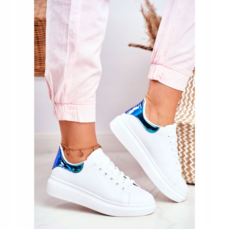 Calçados Esportivos Femininos Lu Boo Branco Metálico Matilda azul marinho 2