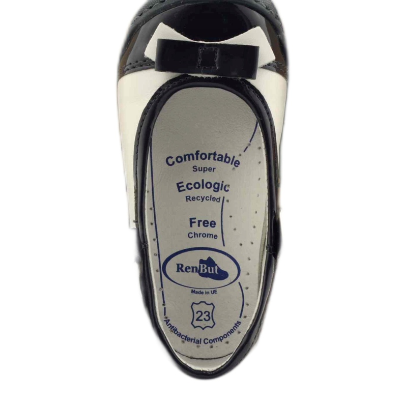 Sapatos infantis de bailarinas Ren But 1405 azul marinho branco 5