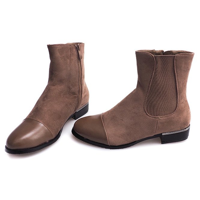Botas de camurça caqui XF220 com zíper cáqui verde 1
