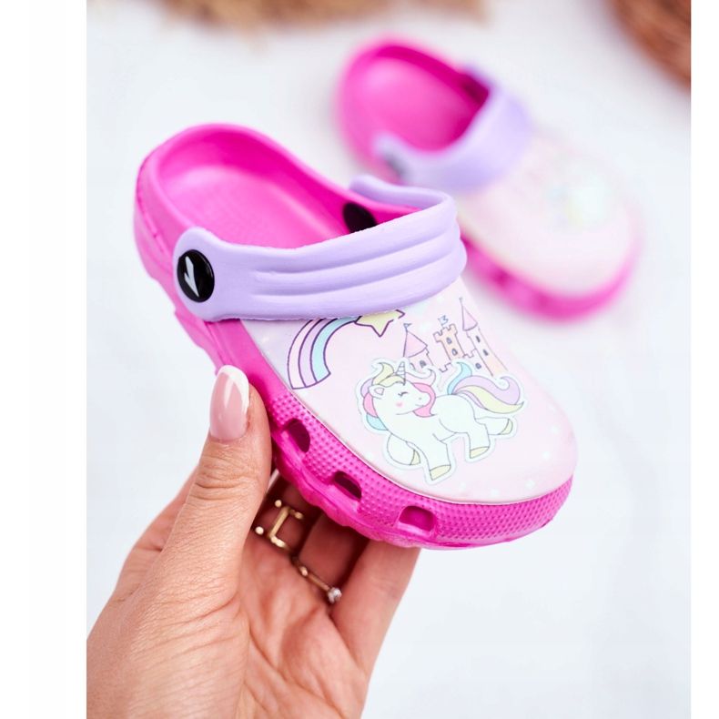 Chinelos infantis de espuma de crocs pônei rosa pônei 2