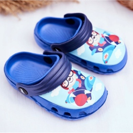 Chinelos infantis de espuma Crocs Blue Teddy Bear Pilot SuperFly azul 1
