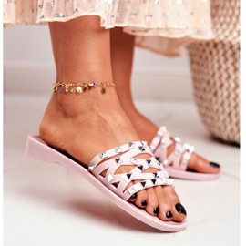 LU BOO Sapatilhas rosa de borracha femininas 1