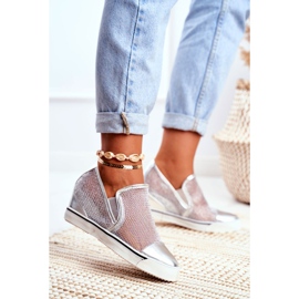 Tênis feminino Lu Boo com malha prata Morgono cinza 1