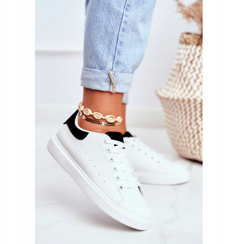 PS1 Calçados esportivos femininos brancos com salto preto Milly 2