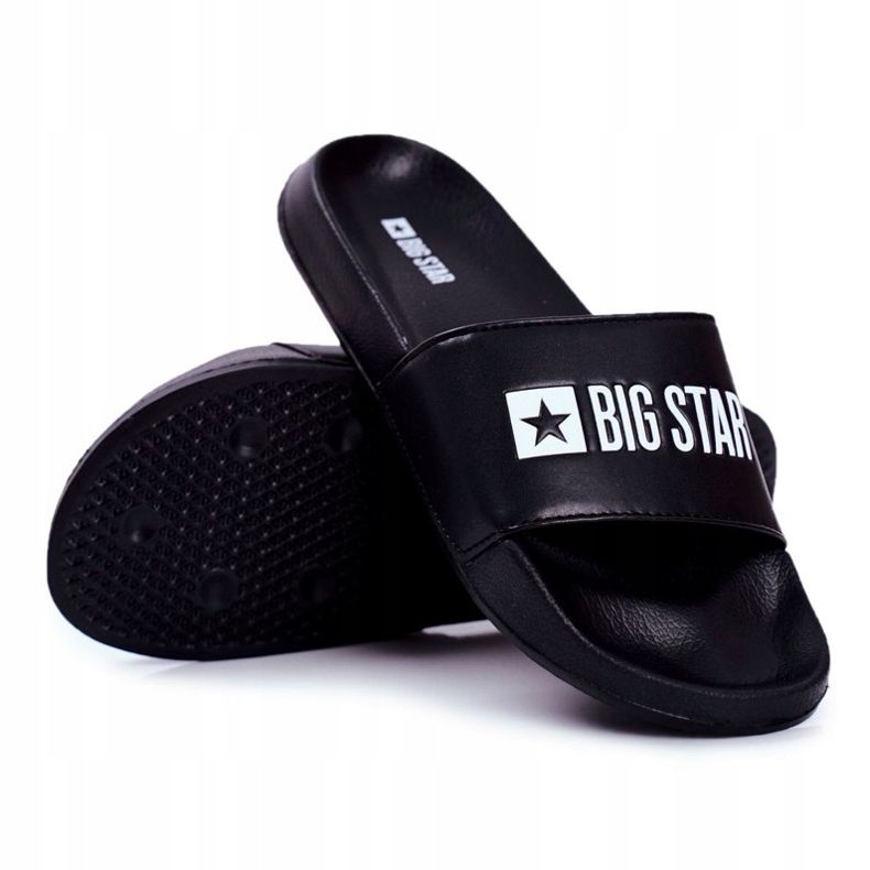 Chinelos masculinos Big Star Rubber Black Eco Couro GG174931 preto 1