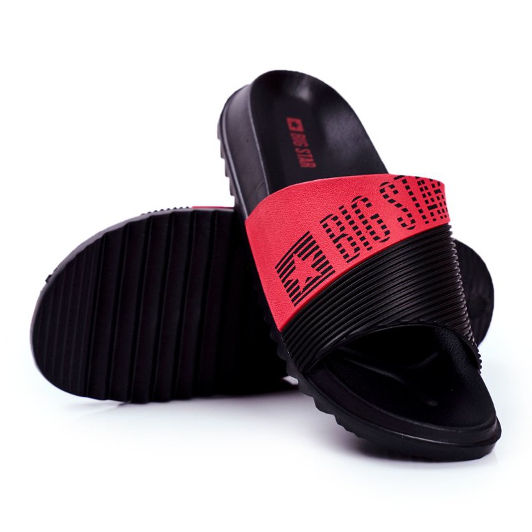 Chinelos masculinos Big Star Rubber Black GG174913 preto vermelho 1