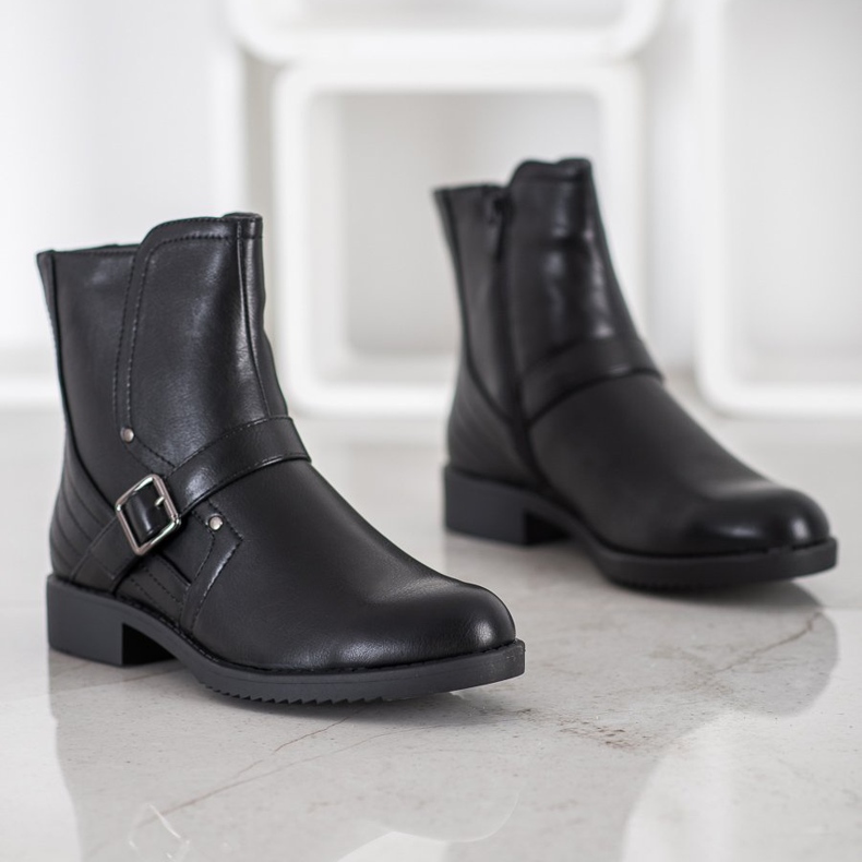 J. Star Botas de salto plano preto 1