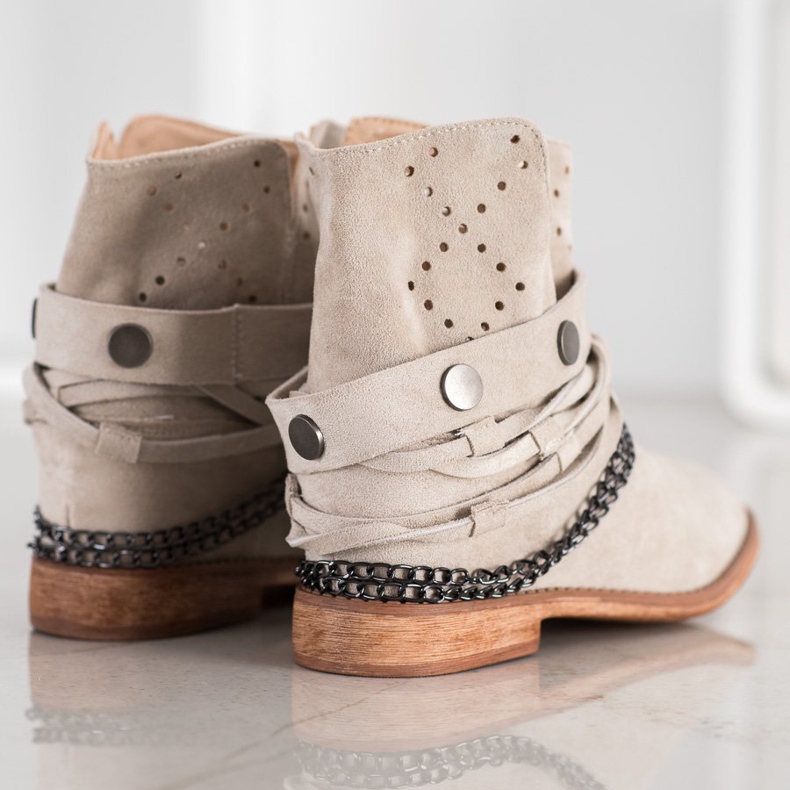 Bella Paris Botas Com Listras Decorativas bege 1