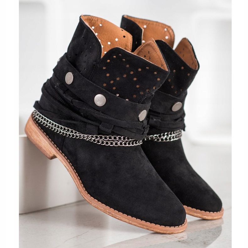 Bella Paris Botas Com Listras Decorativas preto 2