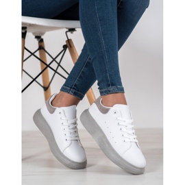 SHELOVET Tênis na plataforma cinza branco 1