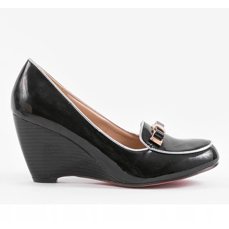 Bombas de cunha preta com arco 0088-1 preto 2