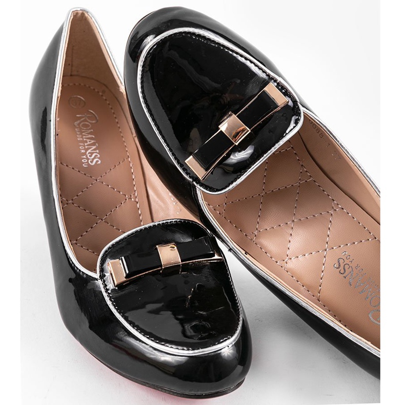 Bombas de cunha preta com arco 0088-1 preto 1