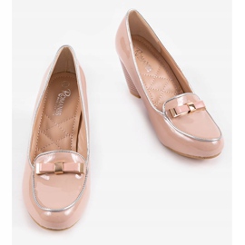 Bombas de cunha bege com arco 0088-4 castanho 2