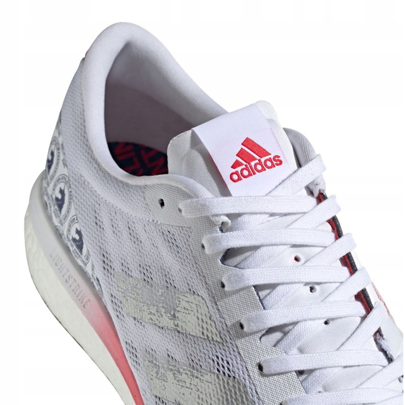Tênis de corrida adidas Adizero Boston 9 M FX8499 branco vermelho cinza 2