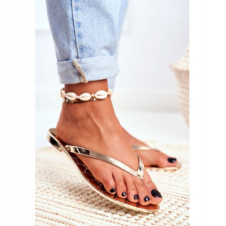 Lu Boo Chinelos Metálicos Ouro Eltoro Ii gat. dourado 2