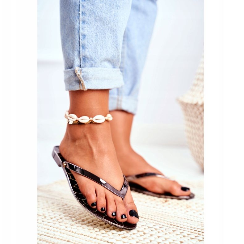 Lu Boo Chinelos Metálicos Pewter Eltoro Ii gat. preto cinza 2