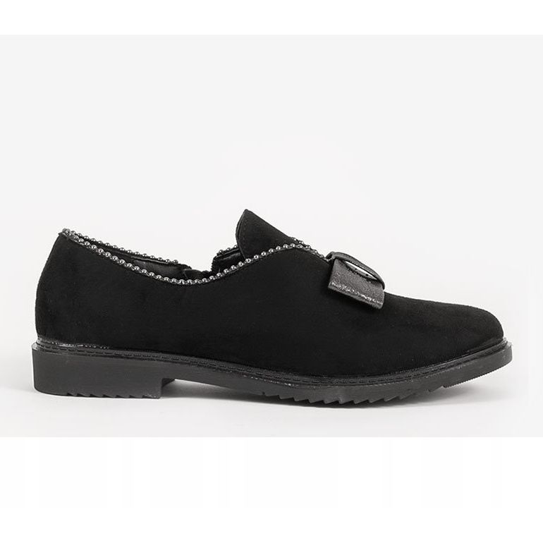 Sapatos deslizantes pretos com um laço 239-1 1 Sapatos deslizantes pretos com um laço 239-1 1
