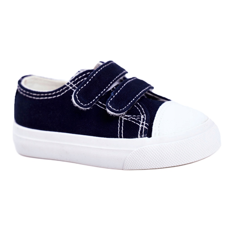 Apawwa Tênis infantil fanot azul marinho com velcro branco azul-marinho 2