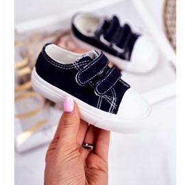 Apawwa Tênis infantil fanot azul marinho com velcro branco azul-marinho 1