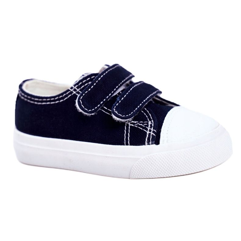 Apawwa Tênis infantil fanot azul marinho com velcro branco azul-marinho 3