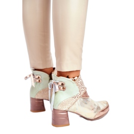 Botas femininas de salto alto Maciejka Beige 03410-04 bege verde dourado 1