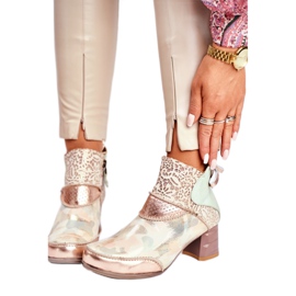 Botas femininas de salto alto Maciejka Beige 03410-04 bege verde dourado 2