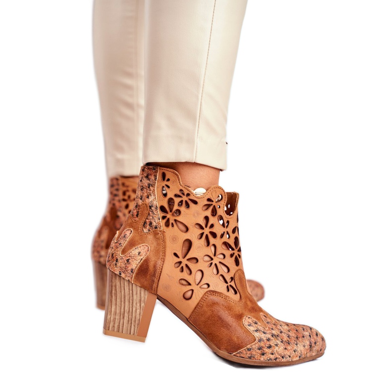 Botas femininas de salto alto Maciejka Spring Red 04369-29 bege multicolorido 1