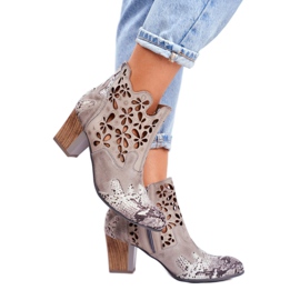 Botas femininas de salto alto Maciejka Spring Grey 04369-13 cinza 1