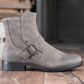 J. Star Botas de salto plano cinza 1