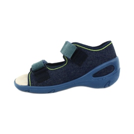 Sapatos infantis Befado pu 065P142 azul marinho verde 2