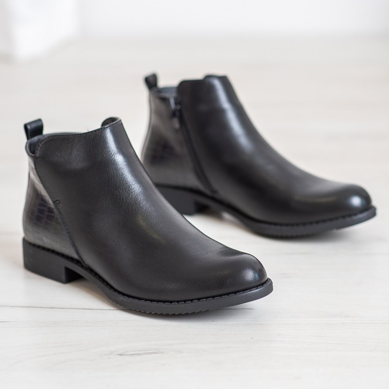 J. Star Botas de salto plano preto 1