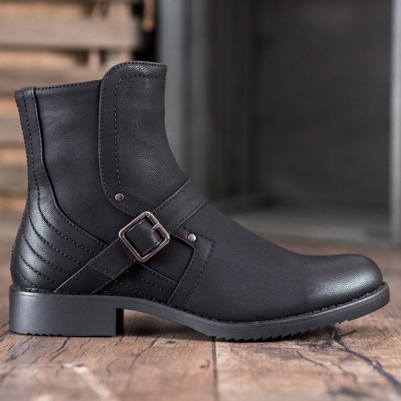 J. Star Botas de salto plano preto 2