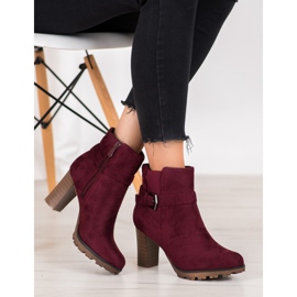 SHELOVET Botas cor de vinho com fivela vermelho 1 SHELOVET Botas cor de vinho com fivela vermelho 1