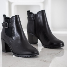 Evento Botas de couro de salto alto preto 1