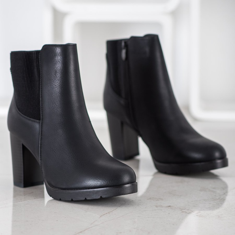 J. Star Botas elegantes de salto alto preto 1