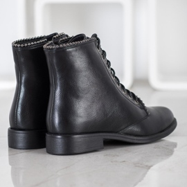 J. Star Botas pretas de amarrar preto 2