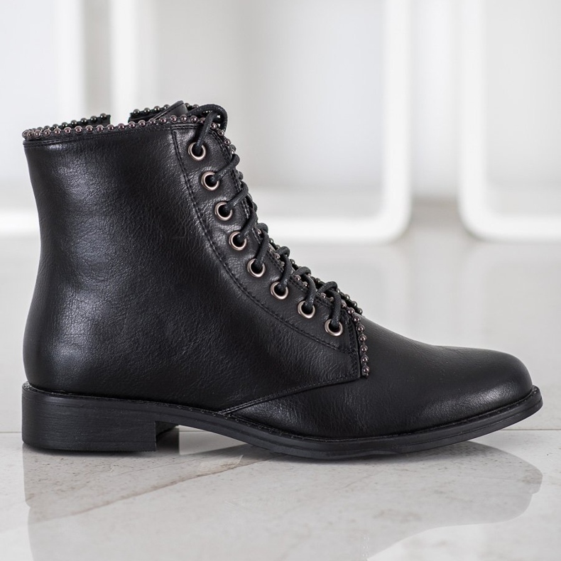 J. Star Botas pretas de amarrar preto 1