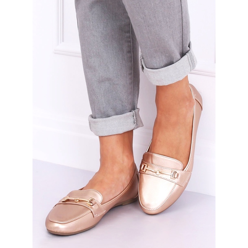 9F176 Champagne Metallic Mocassins rosa 2