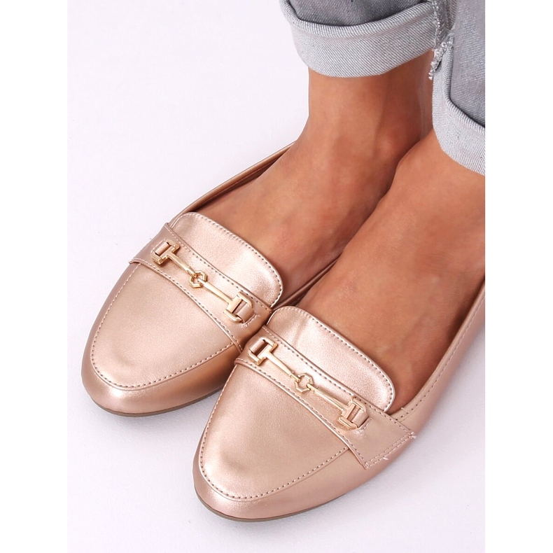 9F176 Champagne Metallic Mocassins rosa 1