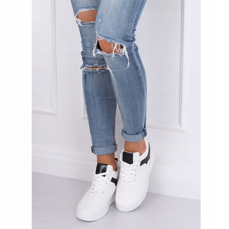 Calçados esportivos brancos com cunhas 85-429 BRANCO / PRETO 2