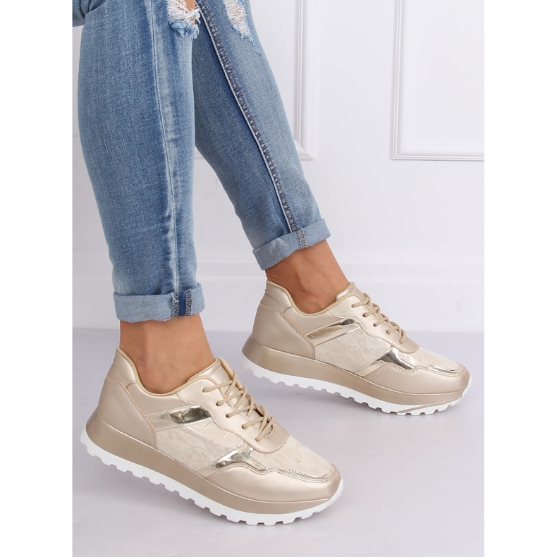 Calçado desportivo feminino dourado 2019-447 Gold amarelo 1