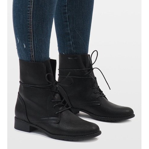 Botas pretas com cordões 16006-58 preto 1
