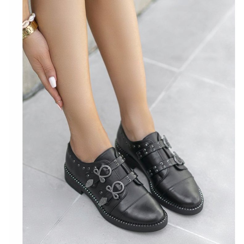 Sapatos femininos negros com fivelas C17-6072 preto 1 Sapatos femininos negros com fivelas C17-6072 preto 1