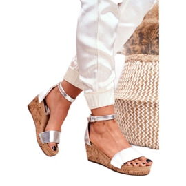 SEA Sandálias femininas em cunha prata MarryMe 2