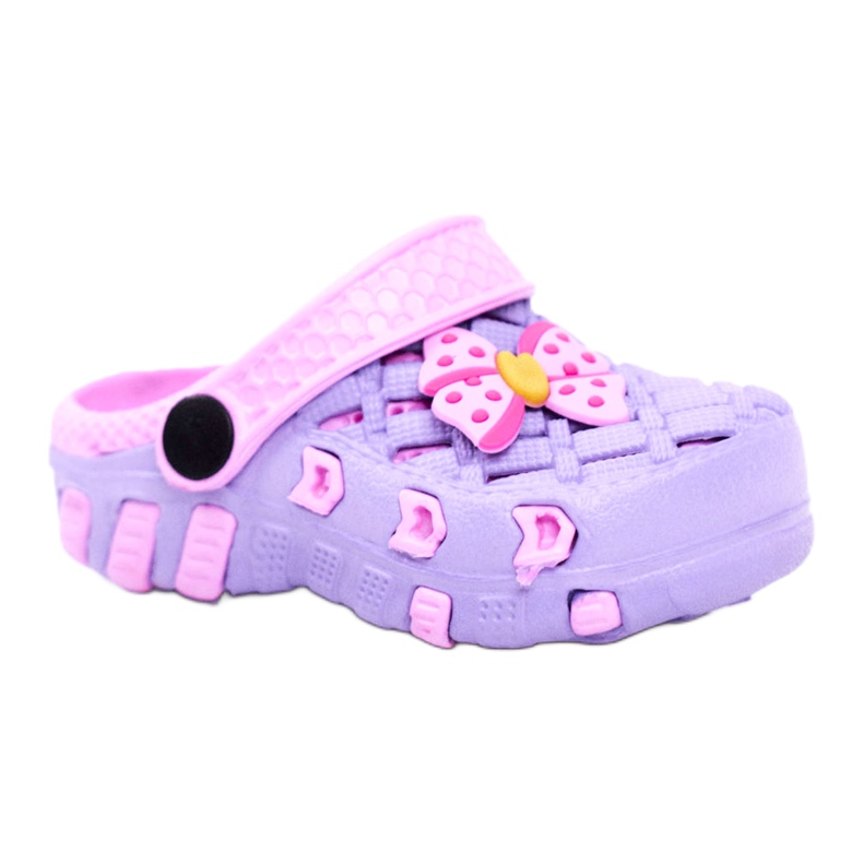 NEWS Chinelos infantis de espuma Crocs Violet Bow Susan roxo rosa 3